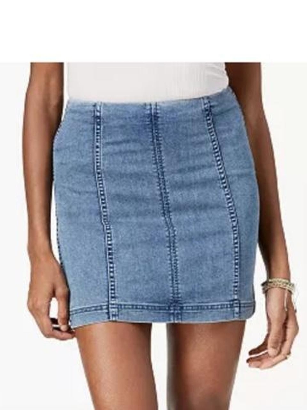 Free People Light Blue Denim Mini Skirt